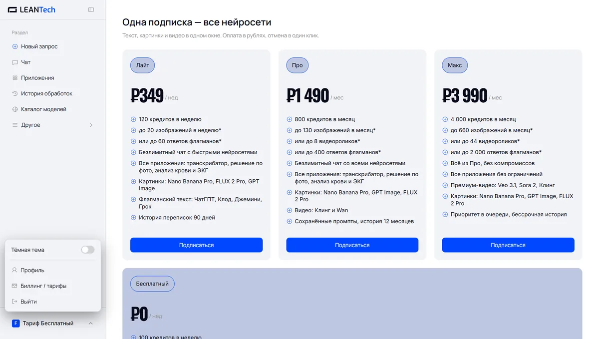 Оплата Dola AI картой РФ